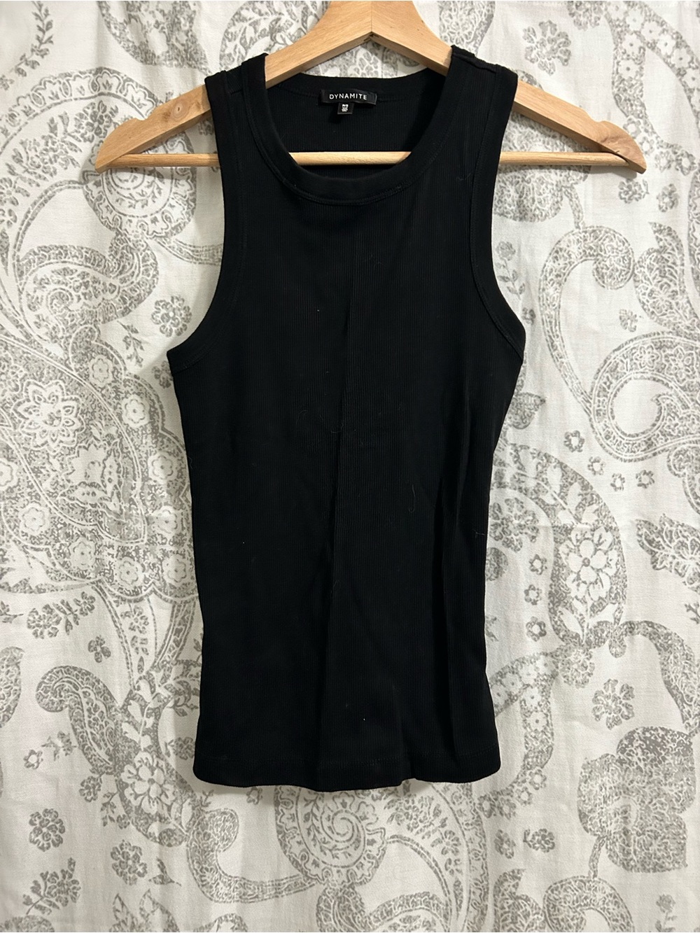 Black Ribbed Racerback Tank- Full Length